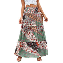 Load image into Gallery viewer, Printed skirt summer ethnic style high waist thin A-line skirt