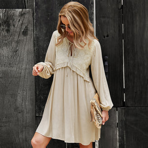 Long sleeve V-neck sexy dress casual style