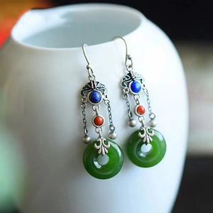 S925 sterling silver fringed southern red temperament women's lapis lazuli earrings jewelry