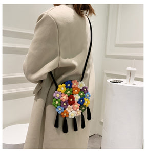 Ethnic Style, New Trend, Fashionable Tassel, Small Round Bag, Niche Design, Crossbody Handmade Woven Bag
