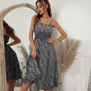 Strap dress casual temperament big swing dress