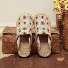 Load image into Gallery viewer, Cloth Shoes Linen Big Head Slippers Flat Heels Cotton Low Top Women&#39;s Slippers Shoes