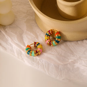 Vintage colorful dripping oil earrings niche design sense stylish personality macaron earring earrings