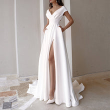 Load image into Gallery viewer, Women&#39;s  New V-neck Solid Dress Floor Length Skirt Evening Dress