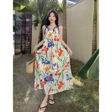 Load image into Gallery viewer, Seaside holiday beach dress women&#39;s summer new print suspender dress