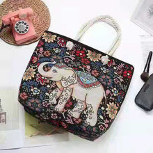 Load image into Gallery viewer, Double-sided Ethnic Style Embroidery Bag Women&#39;s Live Embroidery Peacock Elephant Canvas Bag