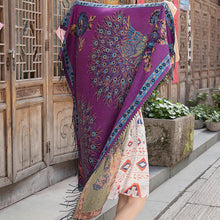 Load image into Gallery viewer, National Style Thickened Phoenix Double-sided Jacquard Cashmere Square Scarf Ladies Air Conditioning Shawl Scarf Dual-use.