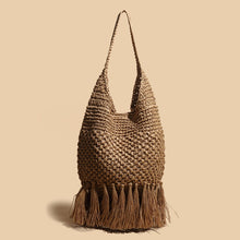 Load image into Gallery viewer, Tassel straw bag woven bag rattan shoulder bag new cross-border beach bag women