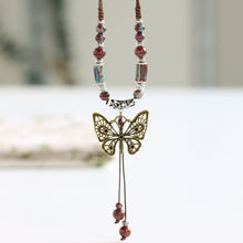 Load image into Gallery viewer, Ethnic style ceramic long sweater chain women&#39;s antique hanging vintage Chinese style butterfly necklace