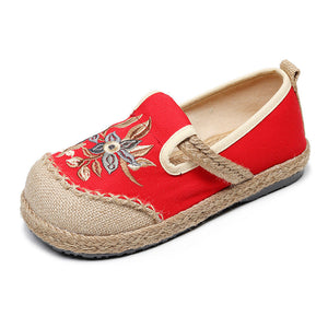 New Cloth Shoes Women's Hand Wrapped Hemp Edge PVC Soft Sole Overshoes Ethnic Style Shallow Mouth Embroidered Shoes