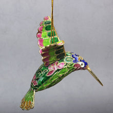 Load image into Gallery viewer, Cloisonne Copper Bodied Kingfisher Hummingbird Pendant Filigree Christmas Tree Pendant Collection