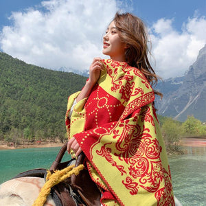 Tibetan summer cloak shawl scarf dual-use female thickened warm air-conditioned room shawl outside the cloak