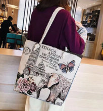 Load image into Gallery viewer, Double-sided Ethnic Style Embroidery Bag Women&#39;s Live Embroidery Peacock Elephant Canvas Bag