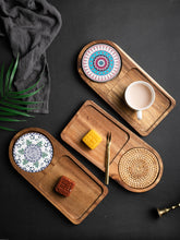 Load image into Gallery viewer, Solid Wood Tray, Water Cup, Plate, Vintage Bread, Dim Sum, Dessert Storage, Breakfast and Small Plate