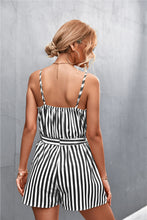 Load image into Gallery viewer, Sexy V-neck striped slipper jumpsuit woman