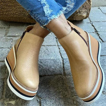 Load image into Gallery viewer, New autumn viscose shoes casual round head thick heel spot solid color low help British solid color fashion boots.
