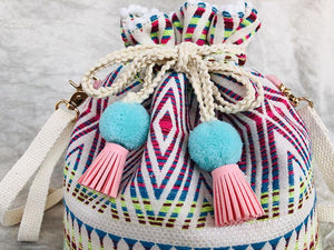 Bohemian holiday ethnic wind fabric weaving Messenger bag bucket bag