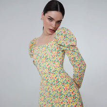 Load image into Gallery viewer, Bohemian idyllic Little Floral long sleeve split dress youth sweet little daisy print