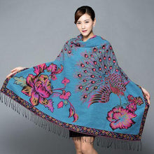 Load image into Gallery viewer, National Style Thickened Phoenix Double-sided Jacquard Cashmere Square Scarf Ladies Air Conditioning Shawl Scarf Dual-use.