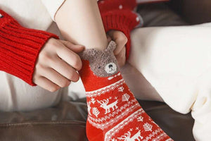 Autumn and winter new product red Christmas socks gift box cartoon cute medium tube socks female cotton socks Christmas socks boxed