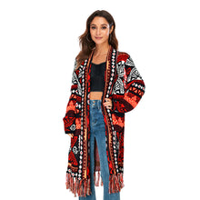 Load image into Gallery viewer, Ethnic retro tassel cardigan sweater knitted coat new loose long sleeve bohemian style