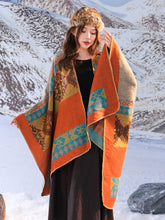 Load image into Gallery viewer, Shawl women&#39;s outfit imitation cashmere scarf, autumn and winter cape, blanket, dual-purpose ethnic style tourism