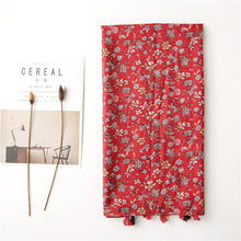 Load image into Gallery viewer, Women&#39;s cotton and linen feel flower scarf spring, summer and autumn shade shawl soft temperament