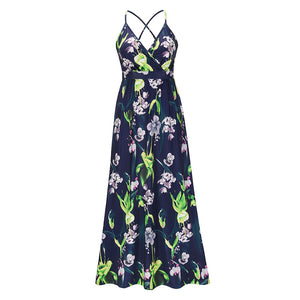 Floral Sling Long Dress Fashion Slim Fit Slim Dress