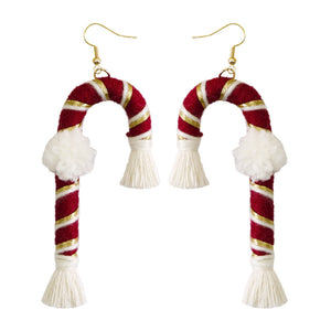 Christmas Earrings female creative cartoon christmas Bohemian tassel woven handmade earrings