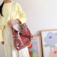 Load image into Gallery viewer, Vintage ethnic style red elephant embroidery bag, literary travel bag, shoulder bag, hand-held cross-body shopping bag