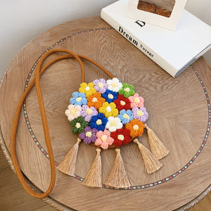 Ethnic Style, New Trend, Fashionable Tassel, Small Round Bag, Niche Design, Crossbody Handmade Woven Bag