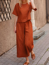 Load image into Gallery viewer, New linen casual loose solid color suit two-piece set