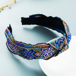 Retro Ethnic Style Embroidery Knotted Fabric, Hairband Femininity, Simplicity, Online Celebrity Hair Pressure Headband