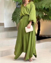 Load image into Gallery viewer, New Loose Large Size Solid Color Long Sleeve Top High Waist Long Skirt Suit