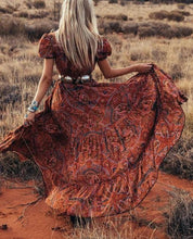 Load image into Gallery viewer, Sexy printed V-neck short-sleeved bohemian holiday dress