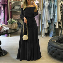 Load image into Gallery viewer, Summer lace-up ruffled bohemian sexy off-the-shoulder maxi dress for women