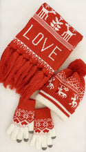 Load image into Gallery viewer, Christmas knitted hat jacquard scarf touch screen gloves three-piece gift