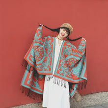 Load image into Gallery viewer, Tibetan ethnic totem flower big shawl retro warm scarf
