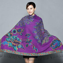 Load image into Gallery viewer, National Style Thickened Phoenix Double-sided Jacquard Cashmere Square Scarf Ladies Air Conditioning Shawl Scarf Dual-use.