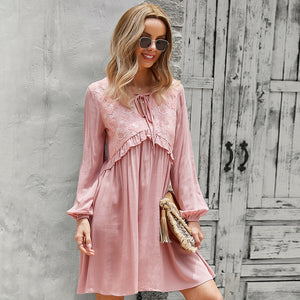 Long sleeve V-neck sexy dress casual style