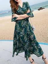 Load image into Gallery viewer, Pretty Bohemia Floral Half Sleeve Beach Maxi Dress