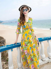 Load image into Gallery viewer, Pretty Bohemia Floral Half Sleeve Beach Maxi Dress