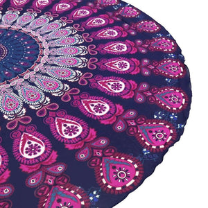 Peacock tail printed fringed beach towel sun shawl Variety scarf yoga cushion Mat