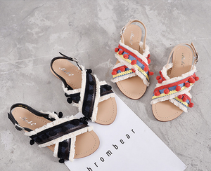 Summer Boho National Style Wave Colorful Pom Sandals