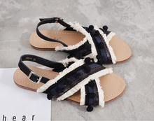 Load image into Gallery viewer, Summer Boho National Style Wave Colorful Pom Sandals