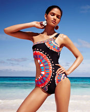 Load image into Gallery viewer, Print Triangle Piece Creative Single Shoulder Swimsuit