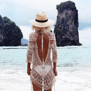 Hot Sale Long-sleeved lace blouse bikini sunscreen dress