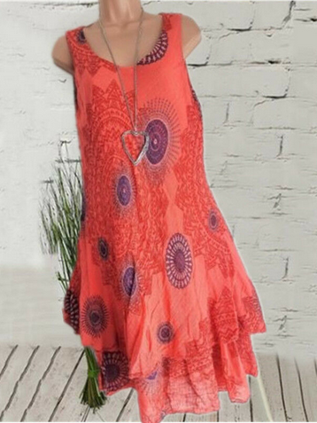 Autumn Printed Double Dress Dress Sleeveless Dress