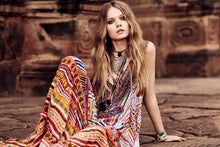 Load image into Gallery viewer, Bohemia Print V-neck Straps Maxi Dress