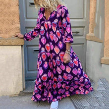 Load image into Gallery viewer, Red Sweet Boho Elegant Plus Size 5XL Party Summer Women Long Dresses Casual Heart Print Vintage Female Chic Retro Maxi Dress